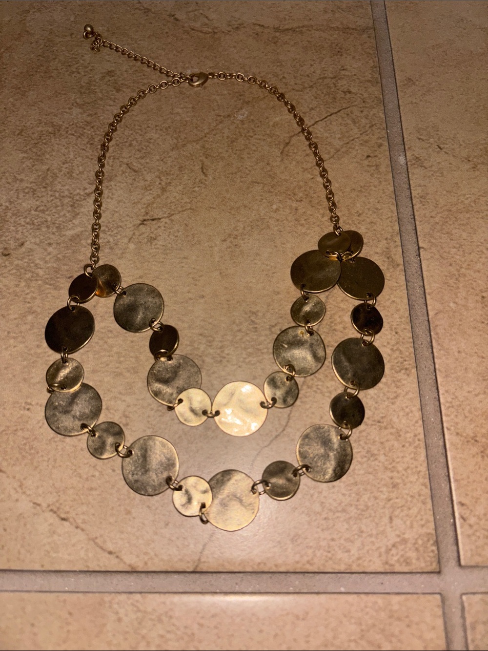Gold Disc Layered Statement Necklace - Women Jewelry